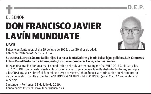DON FRANCISCO JAVIER LAVÍN MUNDUATE