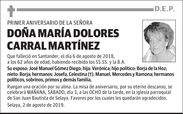 DOÑA MARÍA DOLORES CARRAL MARTÍNEZ
