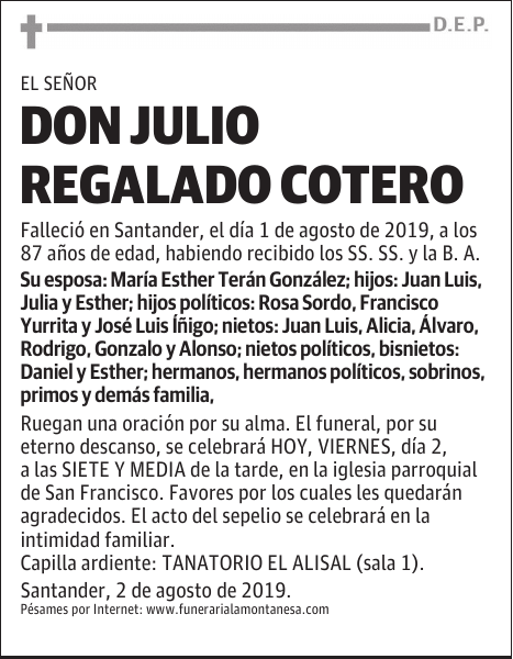 DON JULIO REGALADO COTERO
