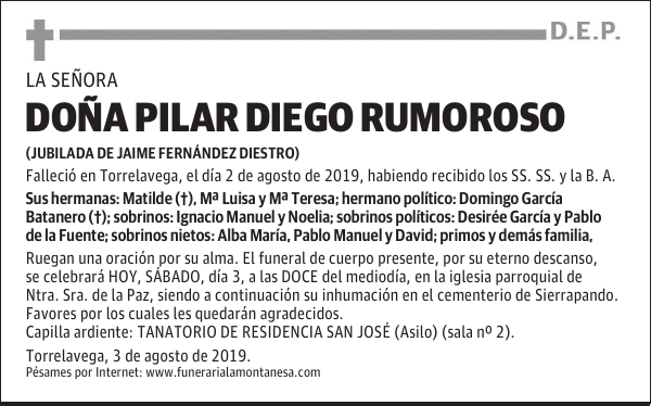 DOÑA PILAR DIEGO RUMOROSO