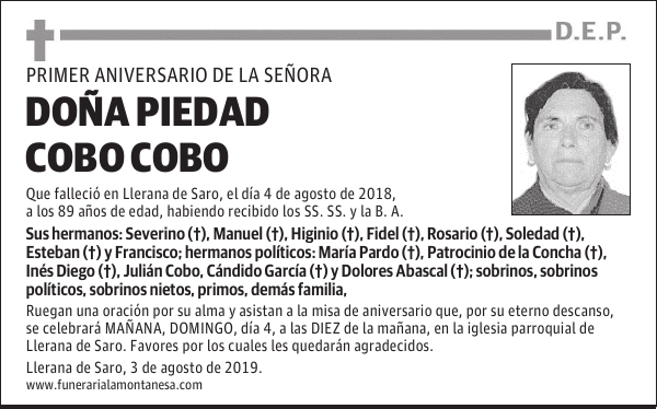 DOÑA PIEDAD COBO COBO