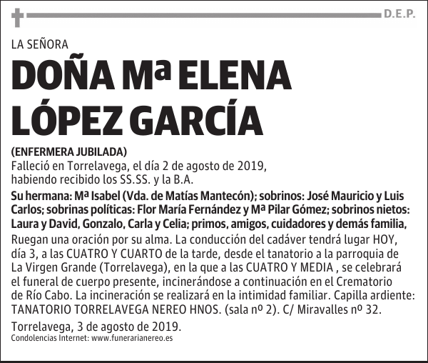 DOÑA Mª ELENA LÓPEZ GARCÍA