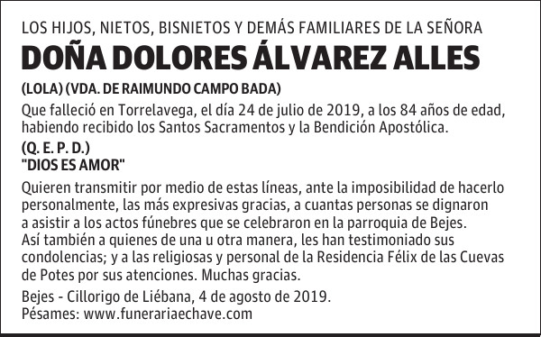 DOÑA DOLORES ÁLVAREZ ALLES