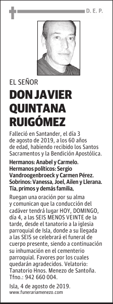DON JAVIER QUINTANA RUIGÓMEZ