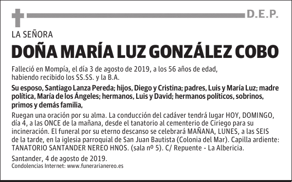 DOÑA MARÍA LUZ GONZÁLEZ COBO