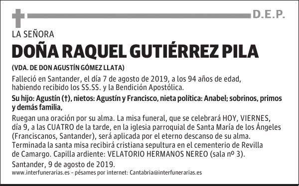 DOÑA RAQUEL GUTIÉRREZ PILA