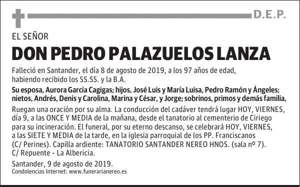 DON PEDRO PALAZUELOS LANZA