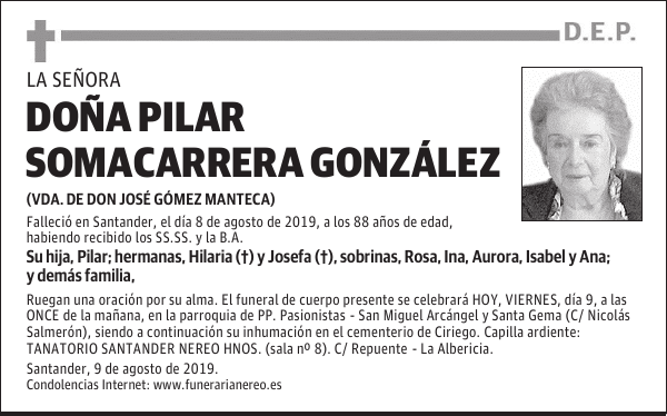 DOÑA PILAR SOMACARRERA GONZÁLEZ