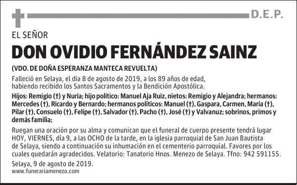 DON OVIDIO FERNÁNDEZ SAINZ