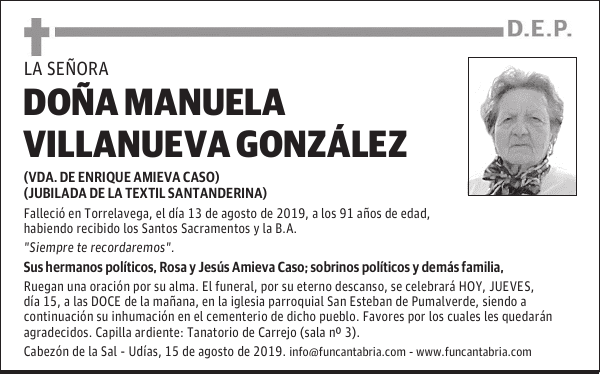 DOÑA MANUELA VILLANUEVA GONZÁLEZ