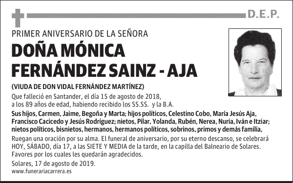 DOÑA MÓNICA FERNÁNDEZ SAINZ - AJA