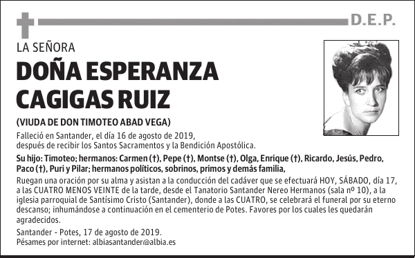 DOÑA ESPERANZA CAGIGAS RUIZ
