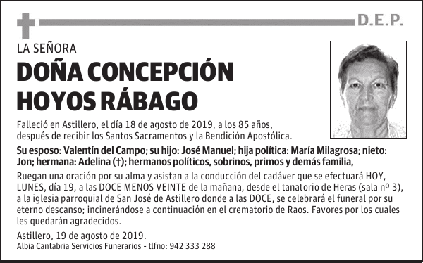 DOÑA CONCEPCIÓN HOYOS RÁBAGO