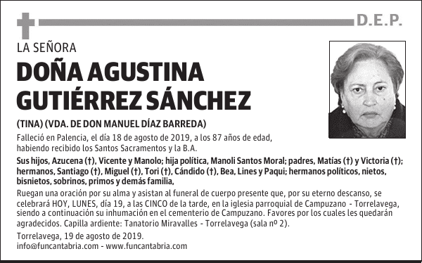 DOÑA AGUSTINA GUTIÉRREZ SÁNCHEZ