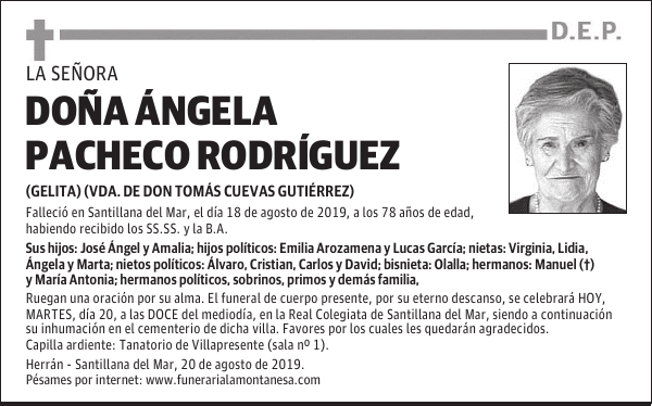 DOÑA ÁNGELA PACHECO RODRÍGUEZ