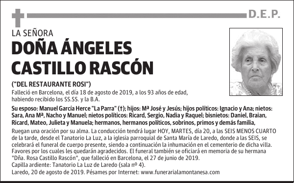 DOÑA ÁNGELES CASTILLO RASCÓN