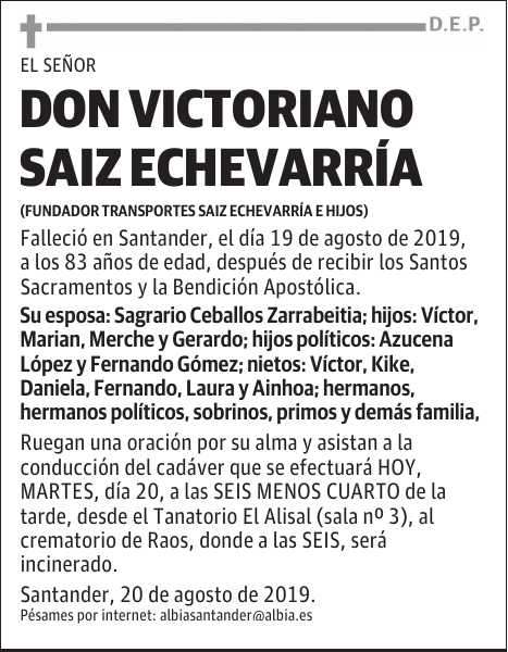 DON VICTORIANO SAIZ ECHEVARRÍA