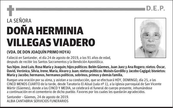 DOÑA HERMINIA VILLEGAS VIADERO