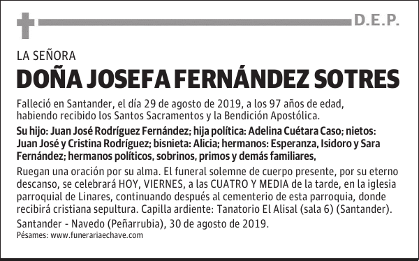 DOÑA JOSEFA FERNÁNDEZ SOTRES