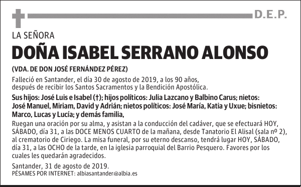 DOÑA ISABEL SERRANO ALONSO