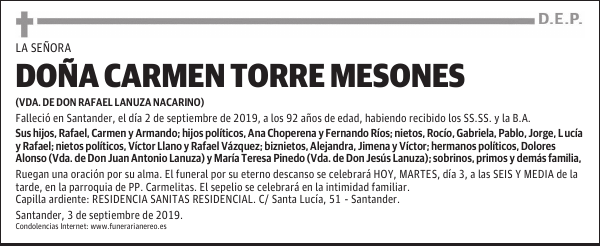 DOÑA CARMEN TORRE MESONES