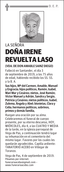 DOÑA IRENE REVUELTA LASO
