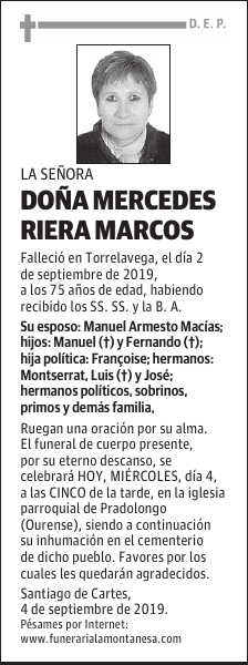 DOÑA MERCEDES RIERA MARCOS