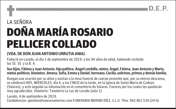 DOÑA MARÍA ROSARIO PELLICER COLLADO
