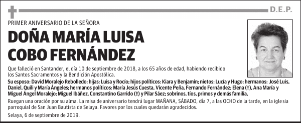 DOÑA MARÍA LUISA COBO FERNÁNDEZ