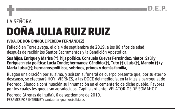 DOÑA JULIA RUIZ RUIZ