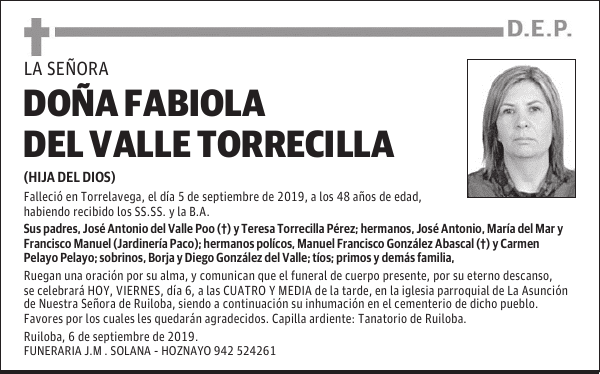 DOÑA FABIOLA DEL VALLE TORRECILLA