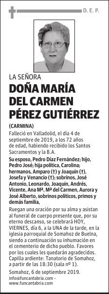 DOÑA MARÍA DEL CARMEN PÉREZ GUTIÉRREZ