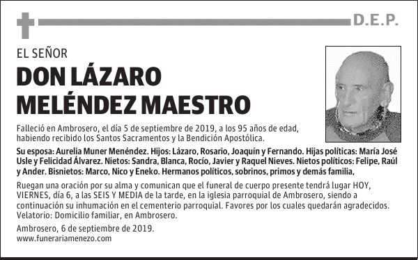 DON LÁZARO MELÉNDEZ MAESTRO
