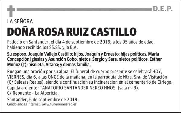 DOÑA ROSA RUIZ CASTILLO