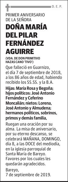 DOÑA MARÍA DEL PILAR FERNÁNDEZ AGUIRRE