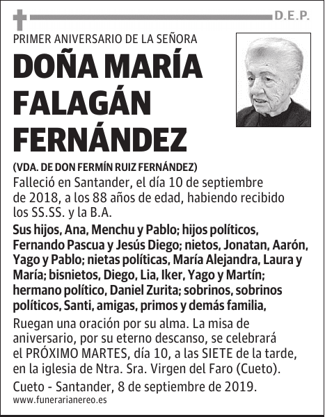 DOÑA MARÍA FALAGÁN FERNÁNDEZ