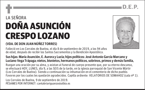 DOÑA ASUNCIÓN CRESPO LOZANO