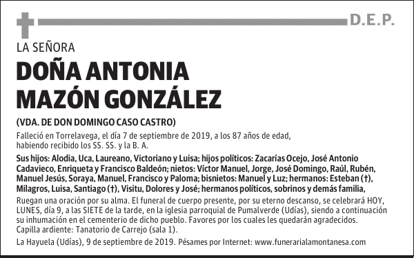 DOÑA ANTONIA MAZÓN GONZÁLEZ