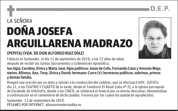 DOÑA JOSEFA ARGUILLARENA MADRAZO