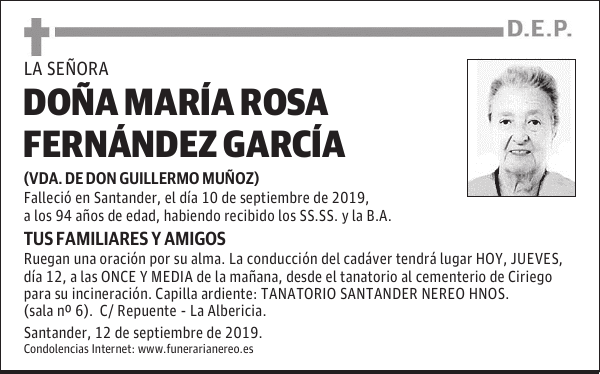 DOÑA MARÍA ROSA FERNÁNDEZ GARCÍA