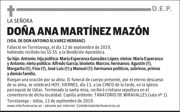 DOÑA ANA MARTÍNEZ MAZÓN