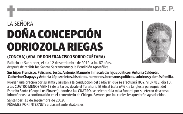 DOÑA CONCEPCIÓN ODRIOZOLA RIEGAS