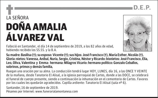 DOÑA AMALIA ÁLVAREZ VAL
