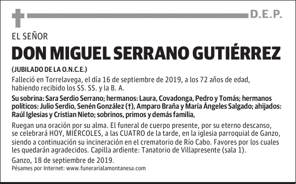 DON MIGUEL SERRANO GUTIÉRREZ