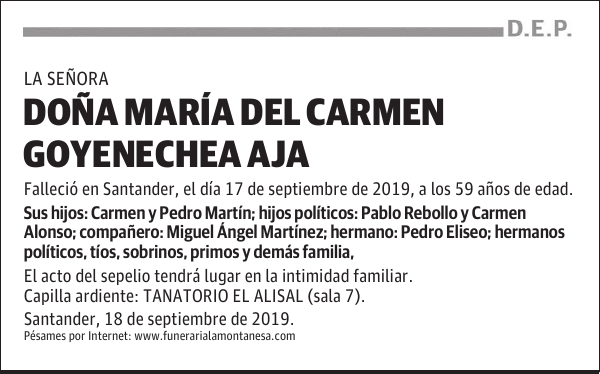 DOÑA MARÍA DEL CARMEN GOYENECHEA AJA