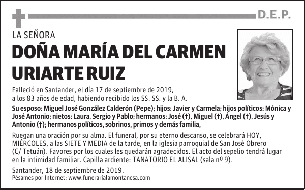 DOÑA MARÍA DEL CARMEN URIARTE RUIZ