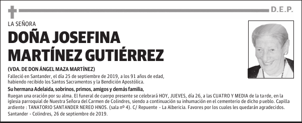 DOÑA JOSEFINA MARTÍNEZ GUTIÉRREZ