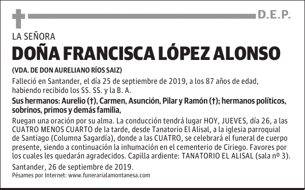 DOÑA FRANCISCA LÓPEZ ALONSO