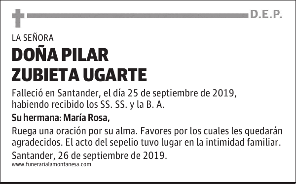 DOÑA PILAR ZUBIETA UGARTE