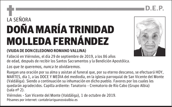 DOÑA MARÍA TRINIDAD MOLLEDA FERNÁNDEZ